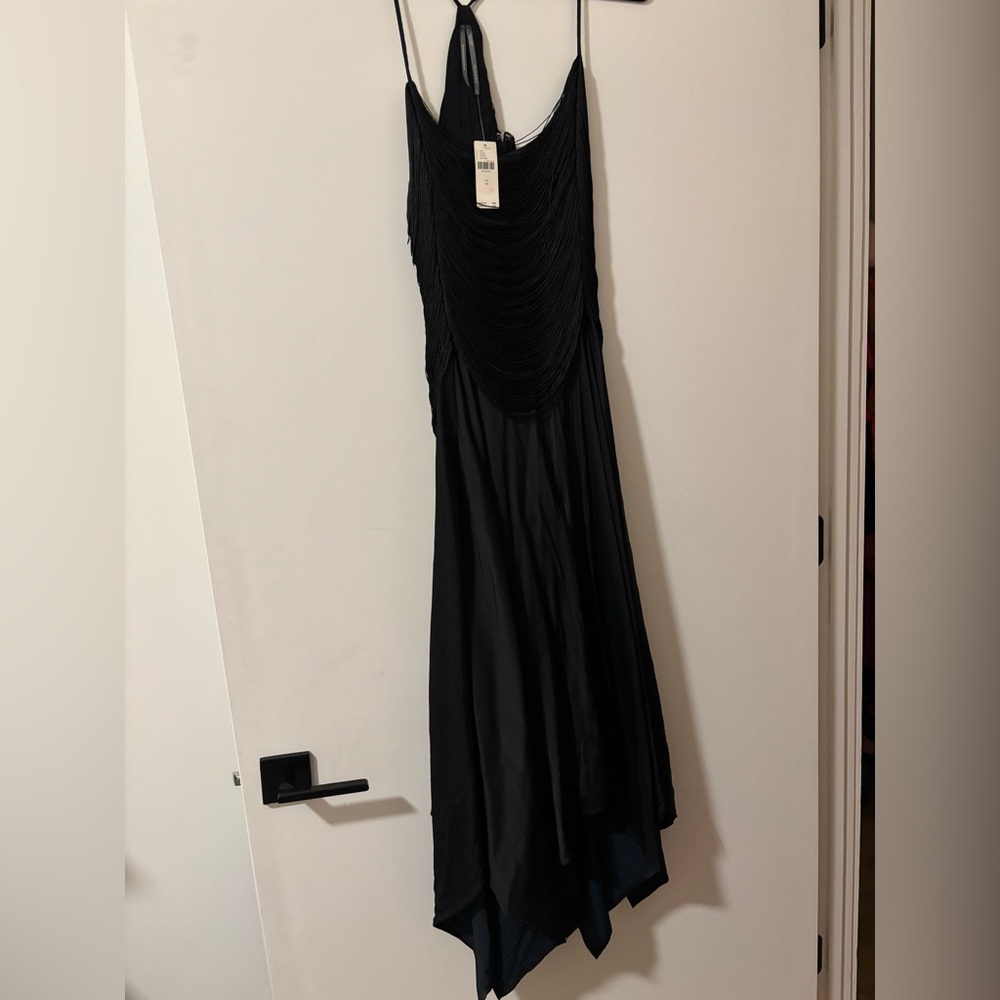 NWT Anthropologie Fringe Bodice Mini Dress — black — size 14 / large - Picture 9 of 10